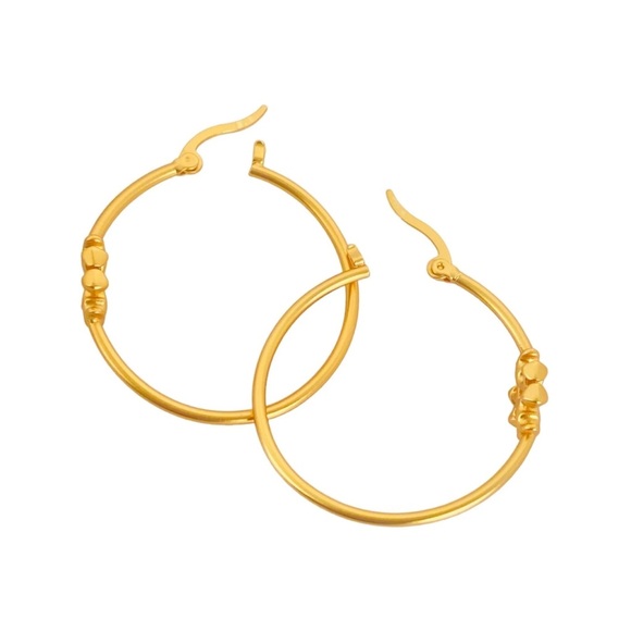 Tory Burch Gold Hoop Earrings with Bead Detail - Picture 5 of 13